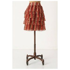 NWT ANNA SUI Anthropologie rare Terrawatt tiered red multi skirt 8 new with tags